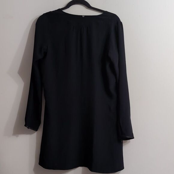 Maison Scotch black 100% silk elegant mini tux shift dress size s or xs - Picture 12 of 14